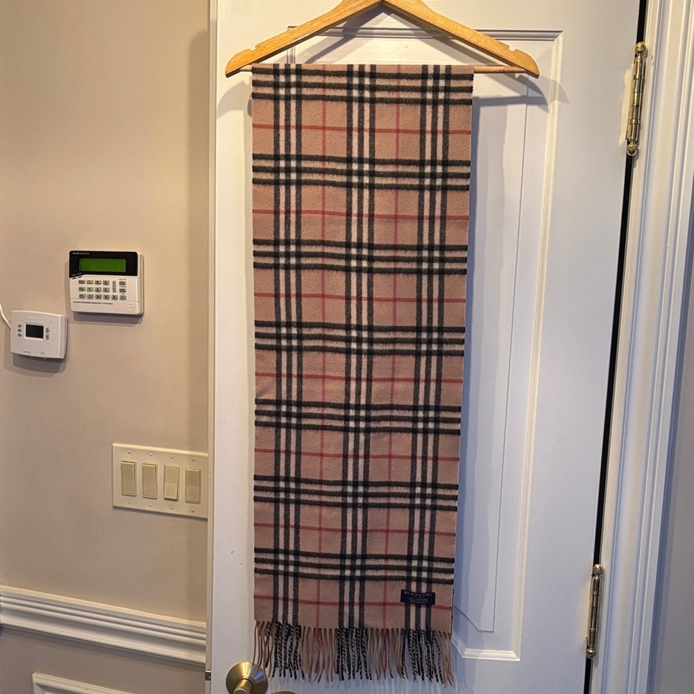 Burberry Classic Check Scarf in Beige, Black, and Red